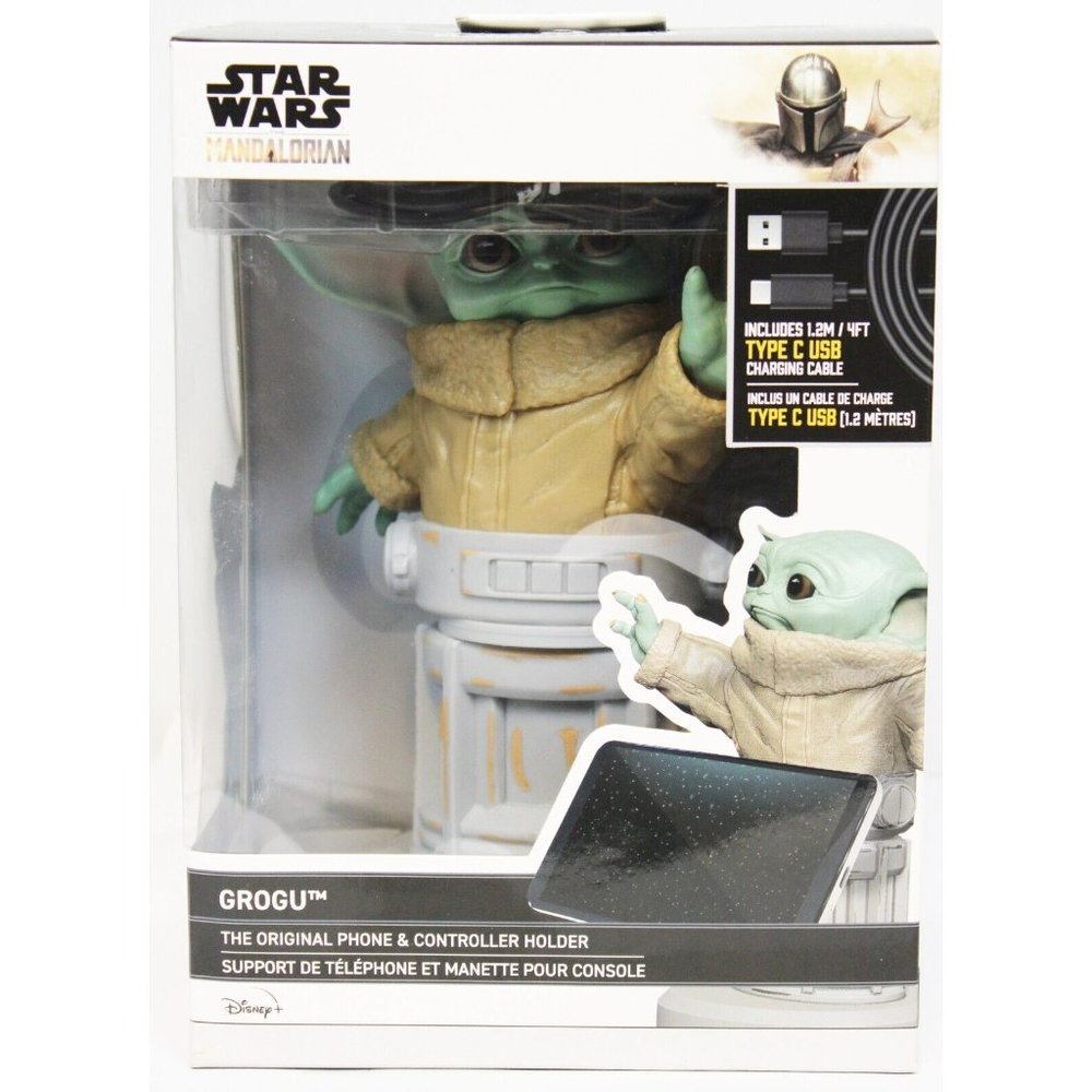 Star Wars Grogu Phone Holder Mandalorian Baby Yoda Figurine Charging Cable USB C